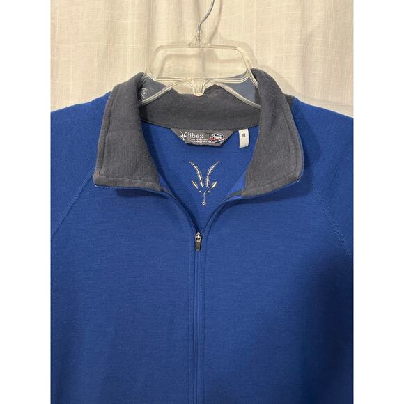 Ibex Men's Full Zip Rambouillet Wool Sweater Full Zip Jacket Blue XL - Picture 2 of 12